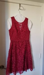 Beautiful flower lace maroon dress
